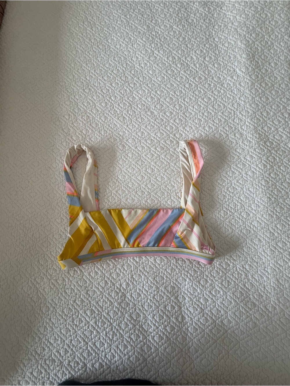 Billabong Striped Bikini Top in Yellow, Pink, Blue, White
